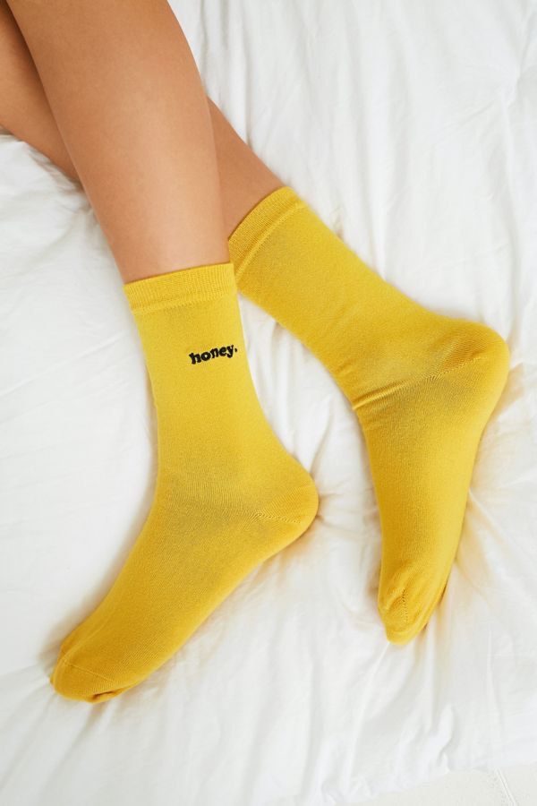 Honey Embroidered Crew Socks | Urban Outfitters UK
