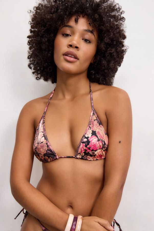 Slide View: 1: Out From Under Leopard & Floral Triangle Bikini Top