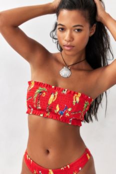 Slide View: 1: Damson Madder Hettie Shirred Bikini Top