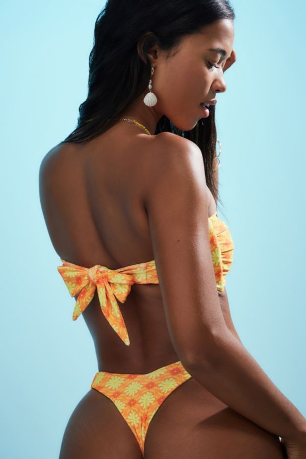 Slide View: 3: Kulani Kinis Retro Ruched Thong Bikini Bottoms 