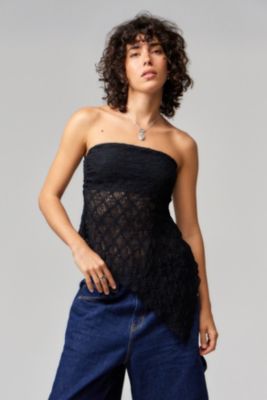 UO Indie Lace Asymmetric Bandeau Top