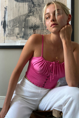 pink satin cami top