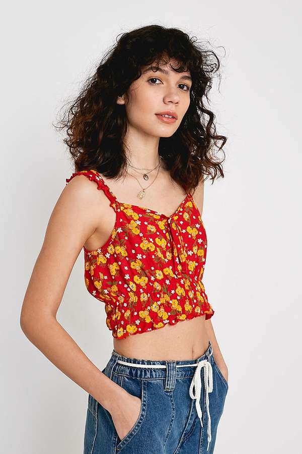 UO Ditsy Floral Shirred Bow Cami | Urban Outfitters UK