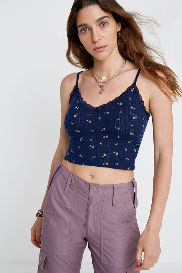 UO Ditsy Floral Pointelle VNeck Cami Urban Outfitters UK