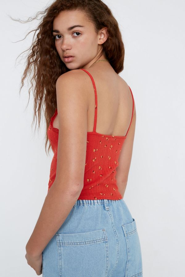 UO Ditsy Floral Pointelle VNeck Cami Urban Outfitters UK