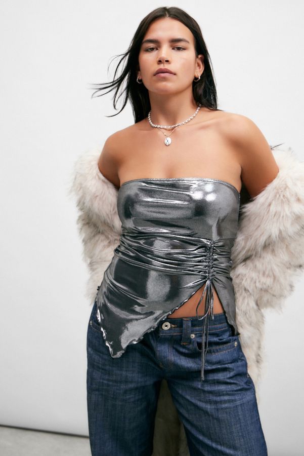 Slide View: 1: Silence + Noise REM Metallic Bandeau Top