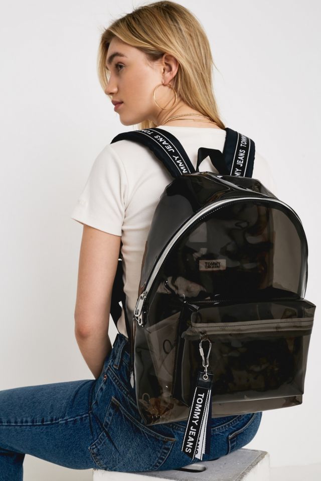 Tommy Jeans Black Translucent Logo Tape Backpack 