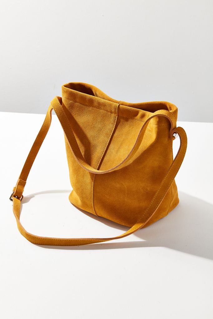 Mustard Suede Bucket Bag Urban Outfitters UK