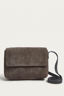 grey suede crossbody bag