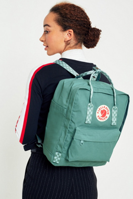 fjallraven kanken backpack frost green chess pattern