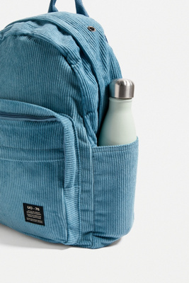 blue corduroy backpack