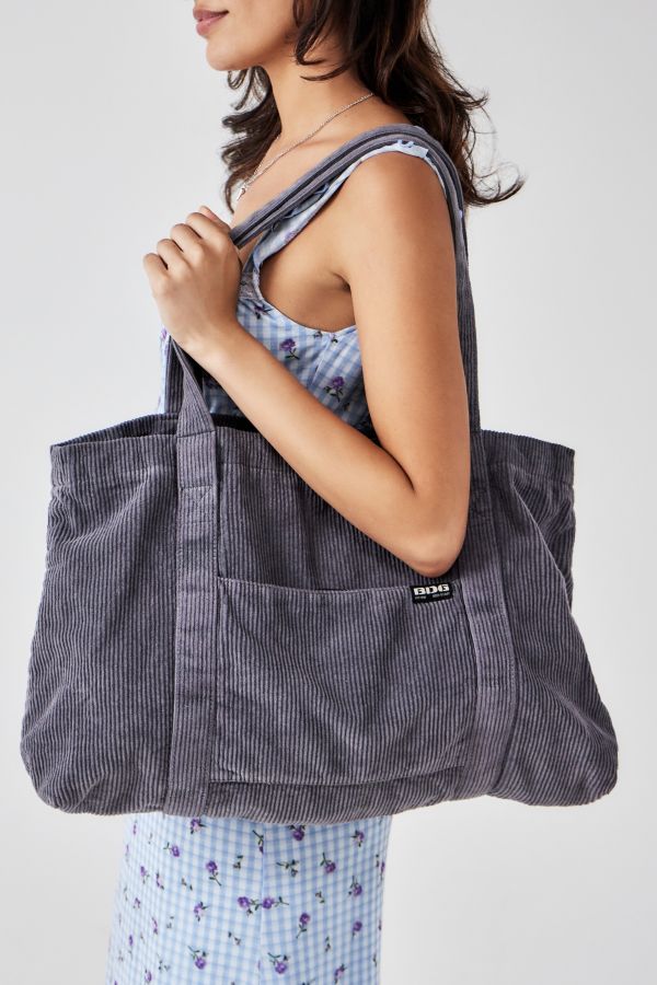 Slide View: 1: BDG Tab Corduroy Tote Bag