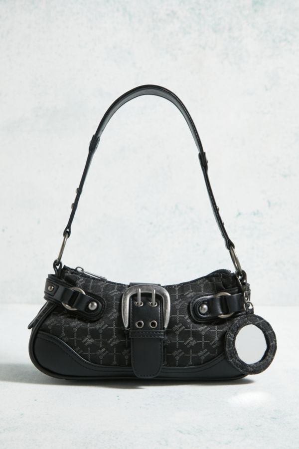 Slide View: 2: iets frans... Monogram Buckle Faux Leather Shoulder Bag 