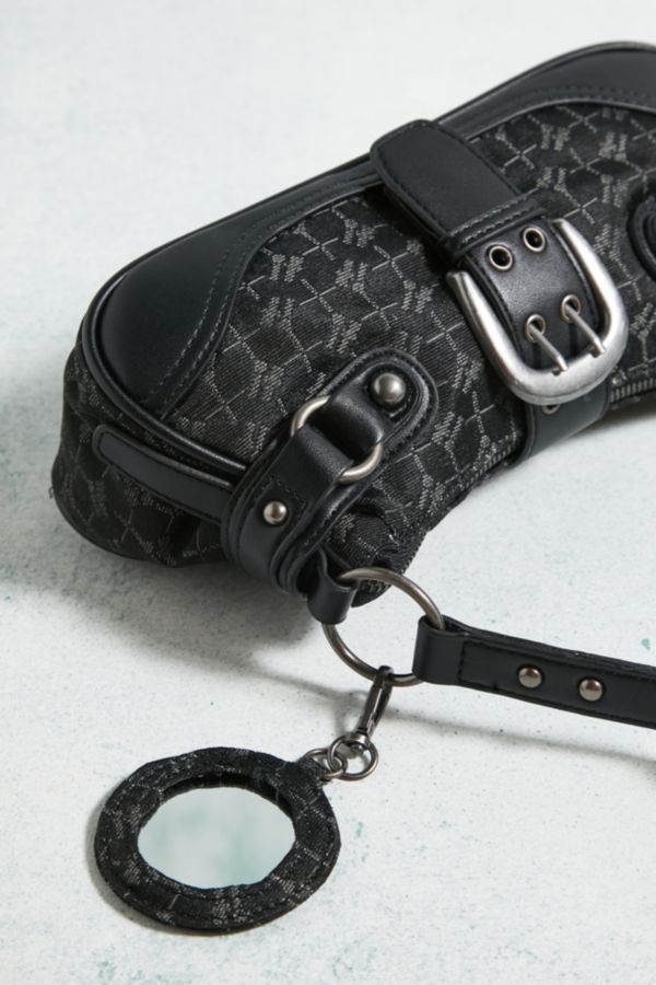 Slide View: 3: iets frans... Monogram Buckle Faux Leather Shoulder Bag 