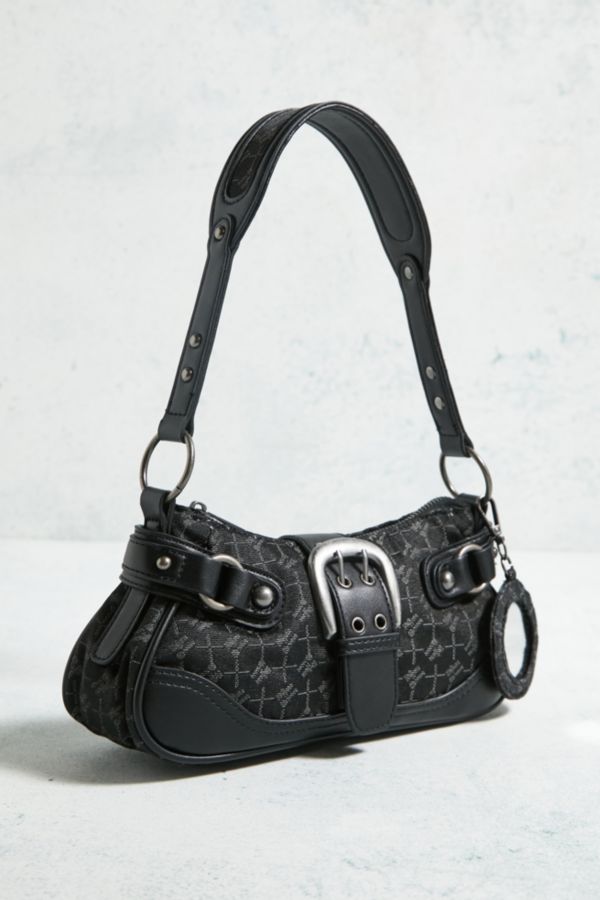 Slide View: 4: iets frans... Monogram Buckle Faux Leather Shoulder Bag 