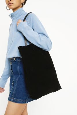 black suede tote bag