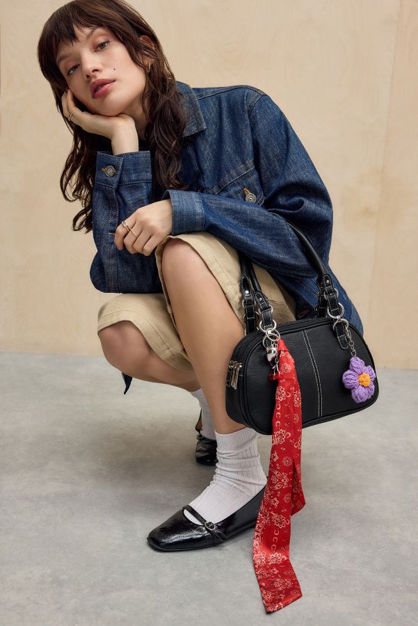 Slide View: 1: BDG Izzy Washed Faux Leather Bowler Bag