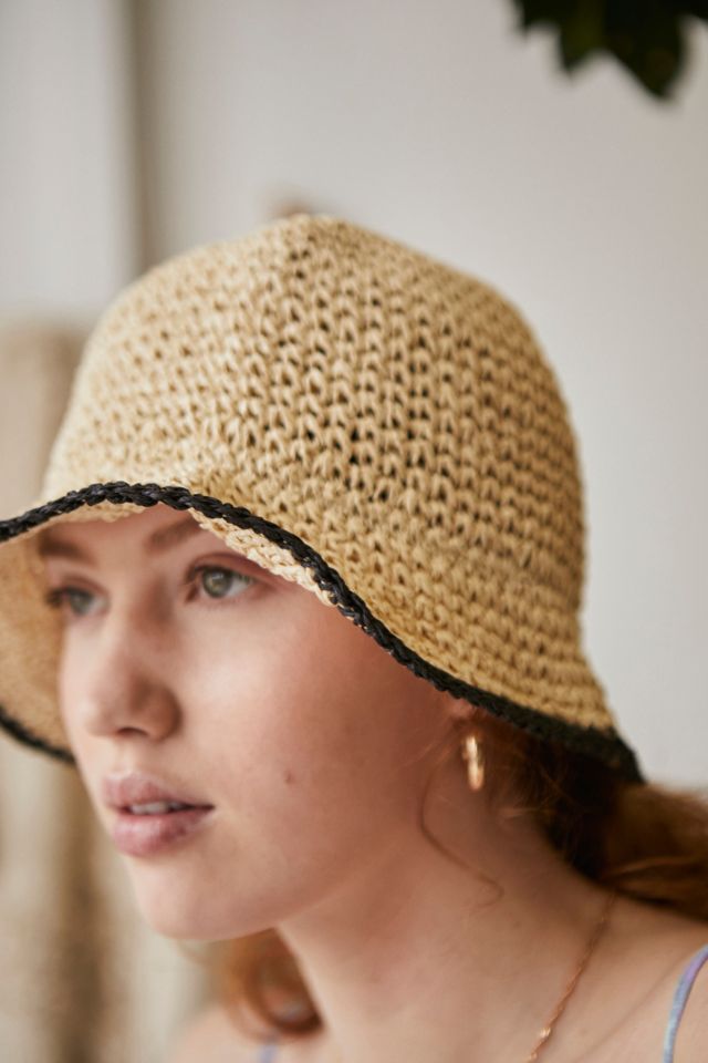 Crocheted Straw Bucket Hat Urban Outfitters UK