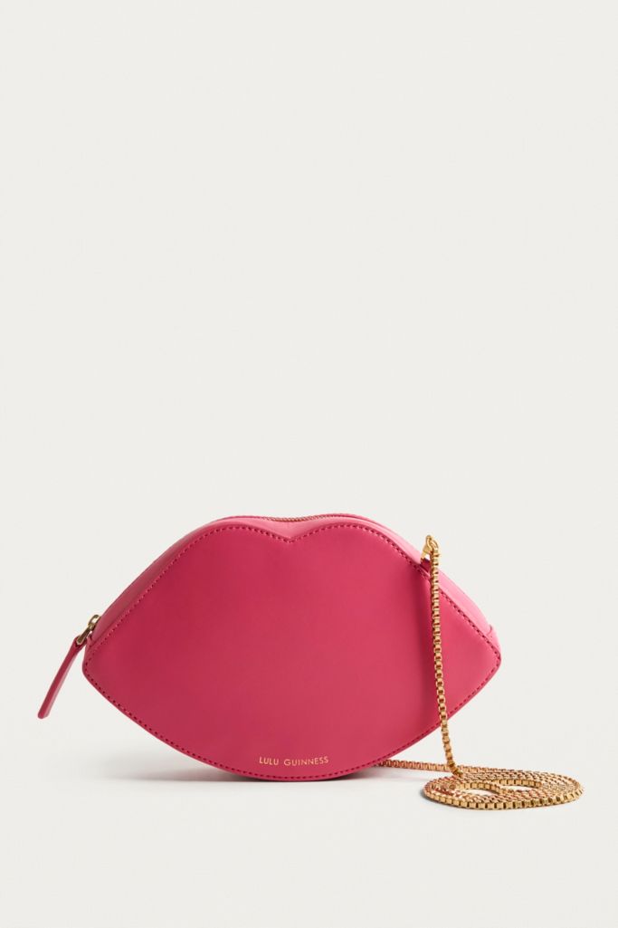 Lulu Guinness Lips Pink Leather Crossbody Bag | Urban Outfitters UK