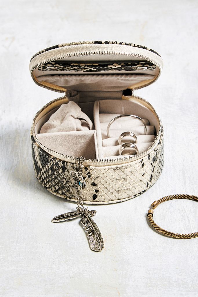 UO Snakeskin Medium Round Jewellery Box Urban Outfitters UK