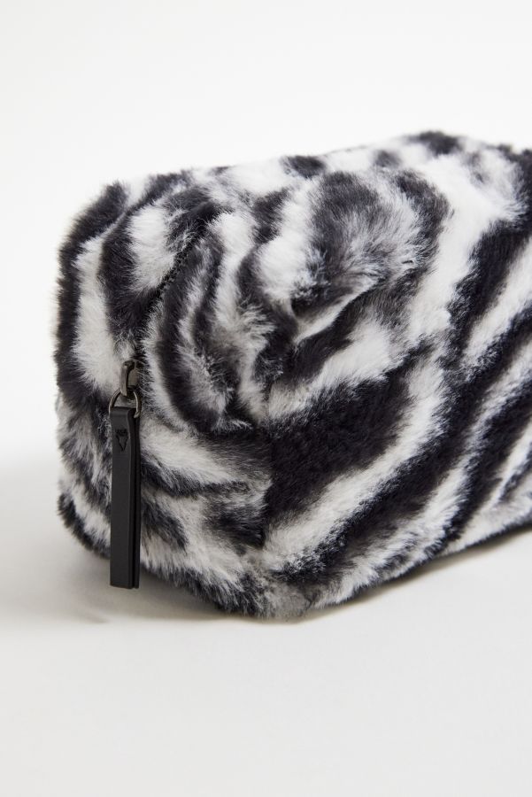 Slide View: 3: UO Zebra Print Faux Fur Makeup Bag