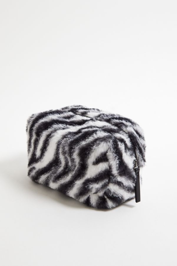 Slide View: 4: UO Zebra Print Faux Fur Makeup Bag