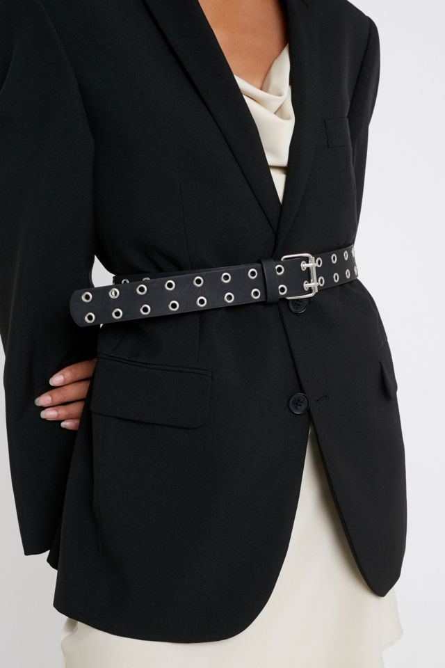 UO Faux Leather Double Eyelet Belt | Urban Outfitters UK