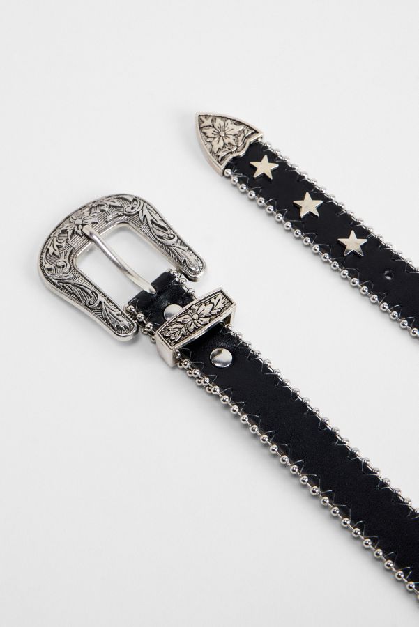 Slide View: 3: UO Star Eyelet Skinny Faux Leather Belt