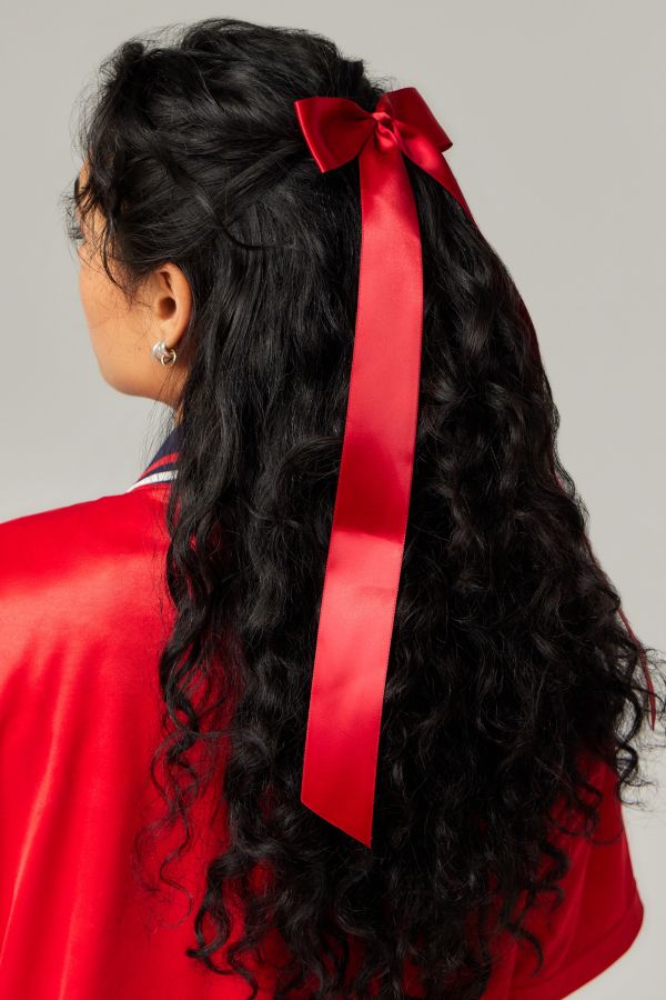 Vista diapositiva: 1: Long Satin Bow Hair Clip