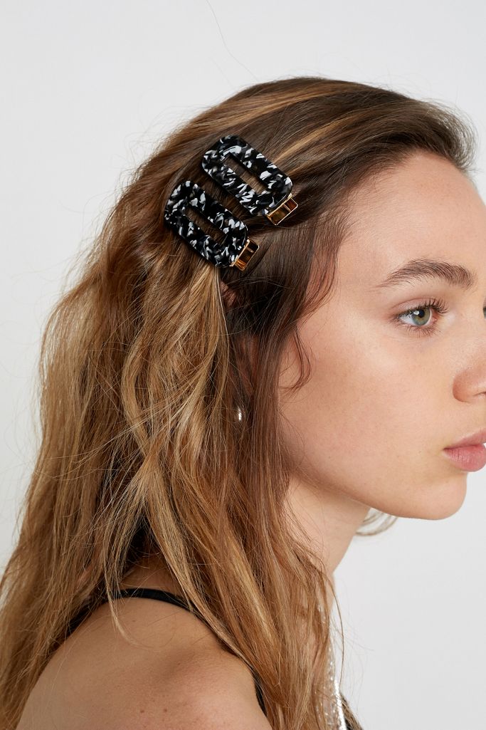 Emma Enamel Square Hair Clip Set Urban Outfitters UK