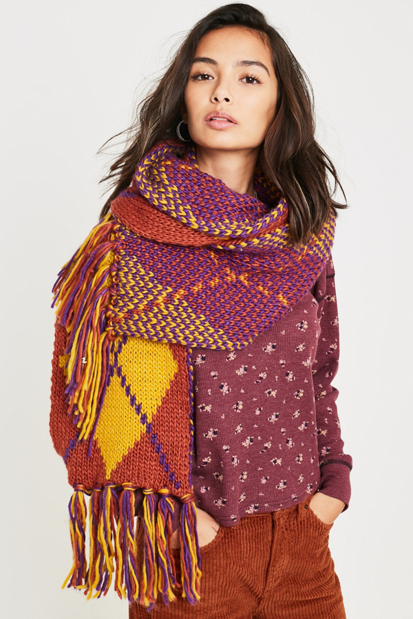 Classic Argyle Knitted Winter Scarf main image 0