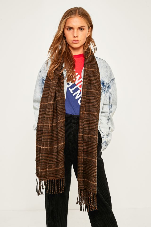 Fine Checked Scarf | Urban Outfitters UK