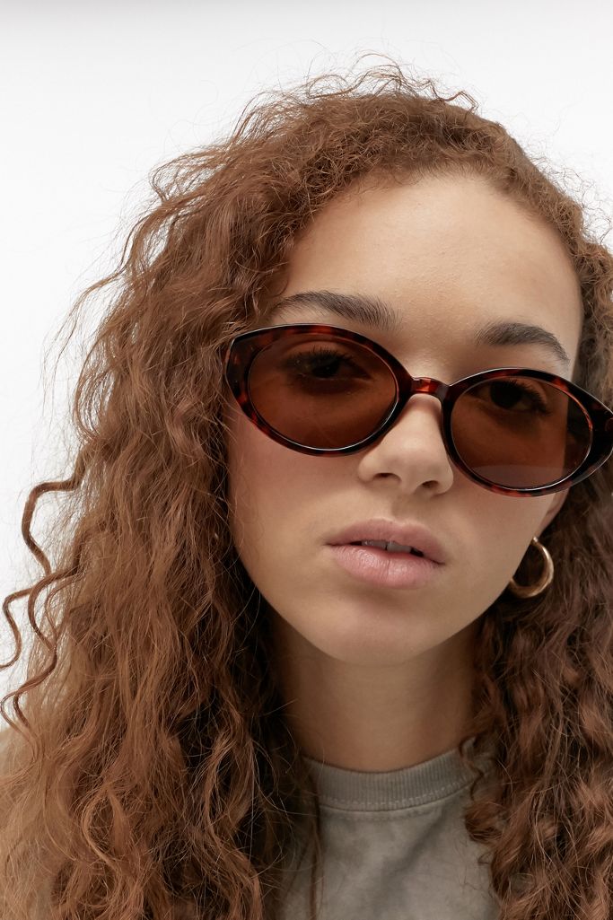 UO Yas Oval Brown Sunglasses Urban Outfitters UK
