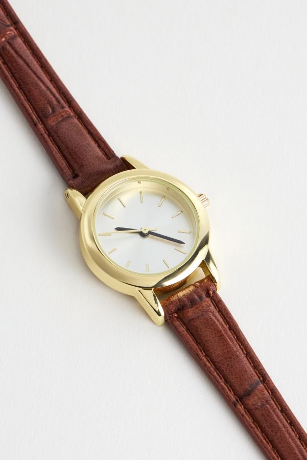 Slide View: 3: Montre Cercle en Cuir Marron