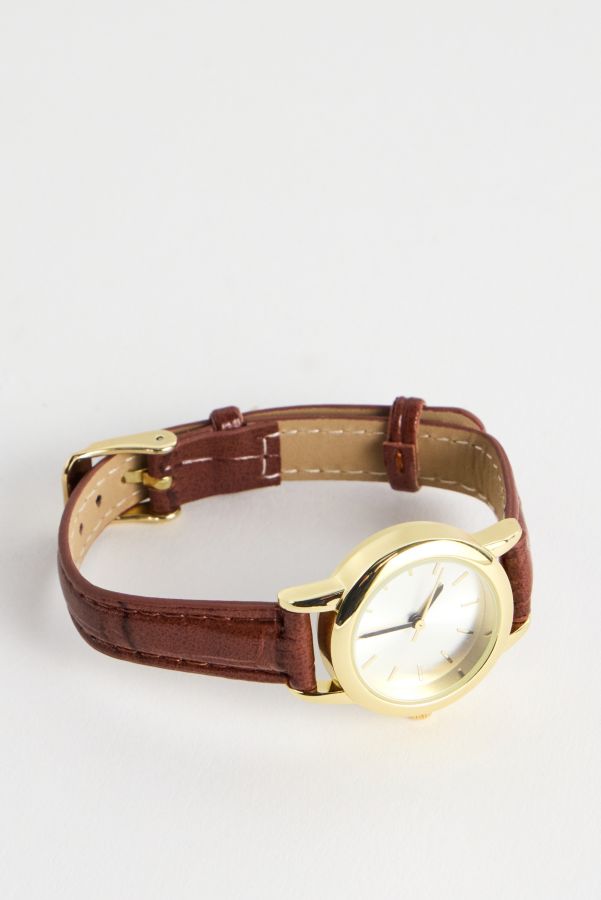 Slide View: 4: Montre Cercle en Cuir Marron