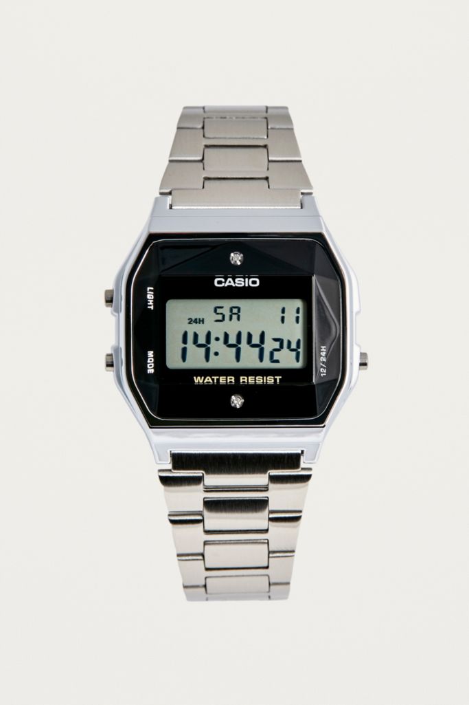 Casio Vintage Digital Silver Diamond Face Watch | Urban Outfitters UK