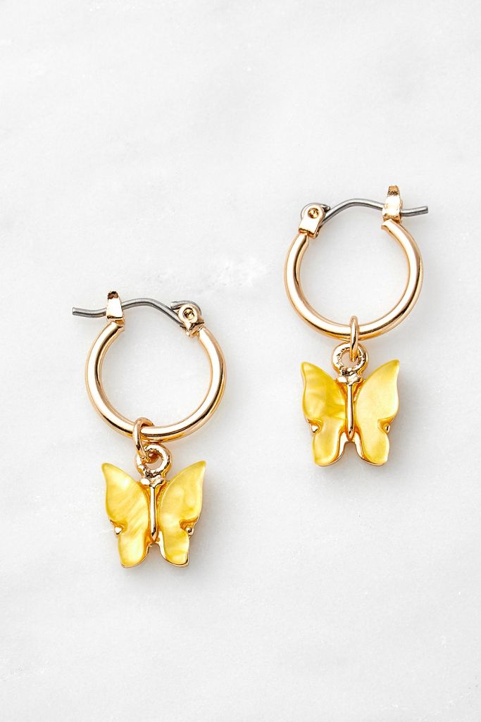 UO Butterfly Drop Hoop Earrings | Urban Outfitters UK