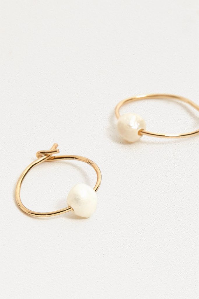 Real Freshwater Pearl Mini Hoop Earrings | Urban Outfitters UK