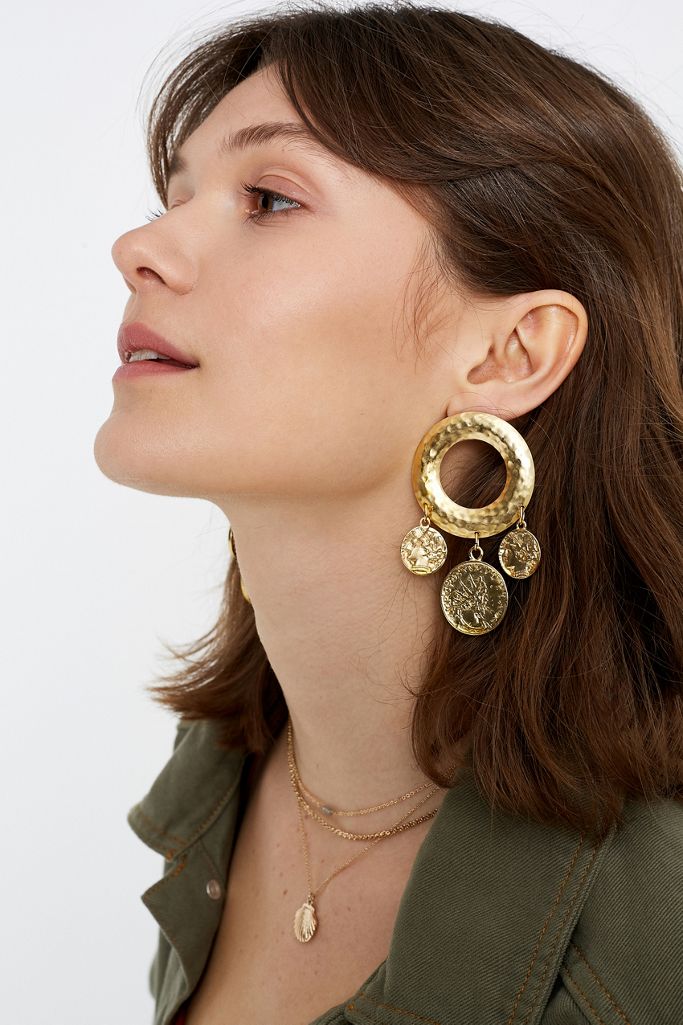 Gold Boho Statement Earrings Urban Outfitters UK
