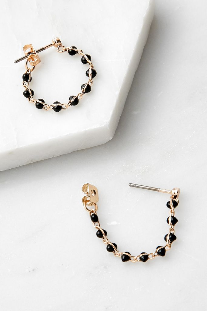Beaded Drop Hoop Earrings Urban Outfitters UK
