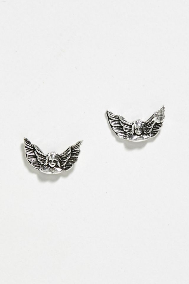 Sterling Silver Angel Wings Earrings | Urban Outfitters UK