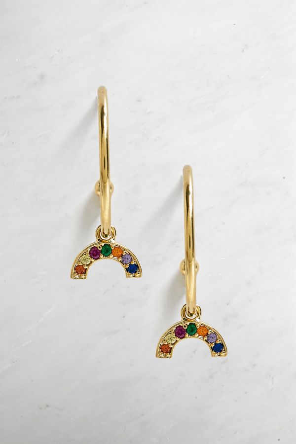 Estella Bartlett Mini Rainbow GoldPlated Drop Hoop Earrings Urban