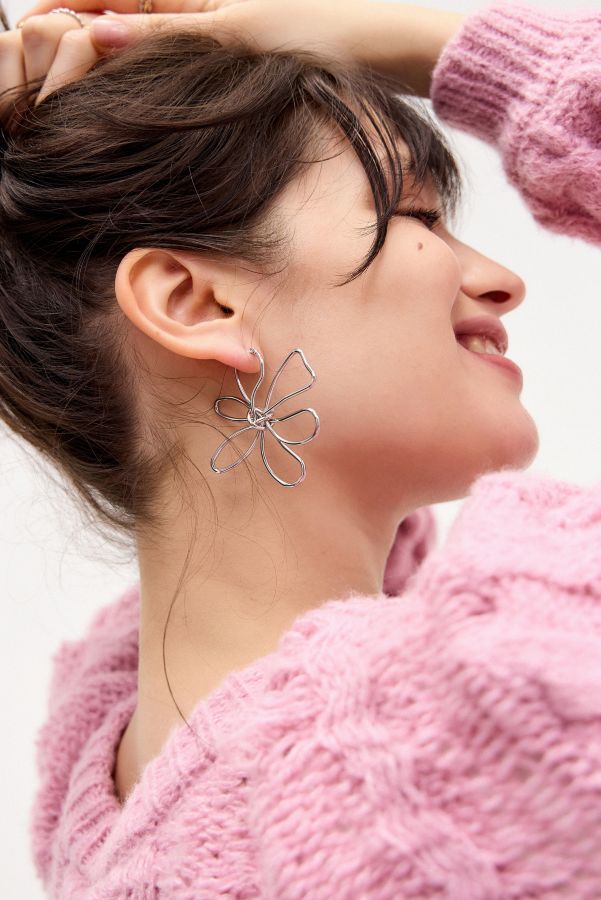 Slide View: 1: Silence + Noise Metal Petal Flower Earrings