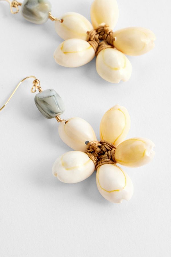 Slide View: 2: UO Bead Shell Flower Earrings