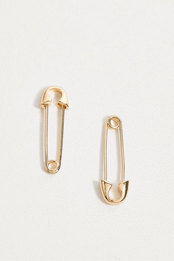 Gold Safety Pin Earrings Urban Outfitters UK