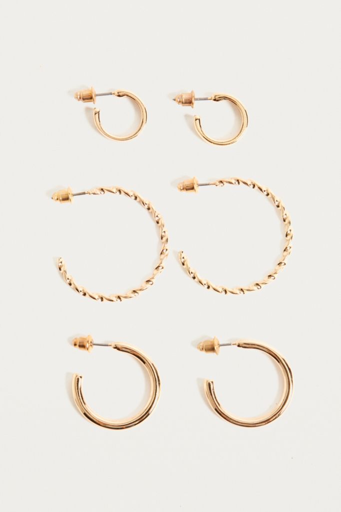 Gold Triple Hoop Earring Pack | Urban Outfitters UK