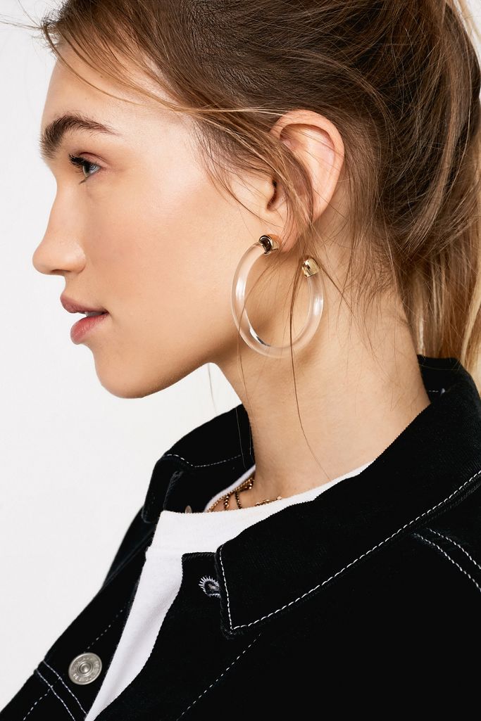 Metal Capped Plastic Hoop Earrings Urban Outfitters UK