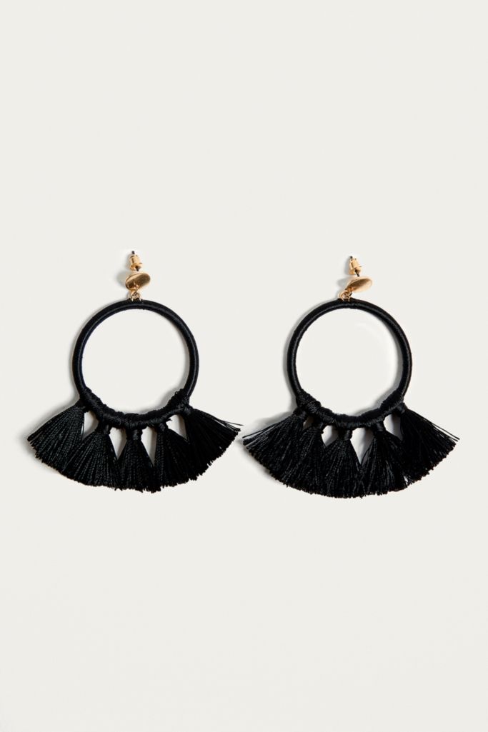 Wrapped Tassel Hoop Earrings Urban Outfitters Uk