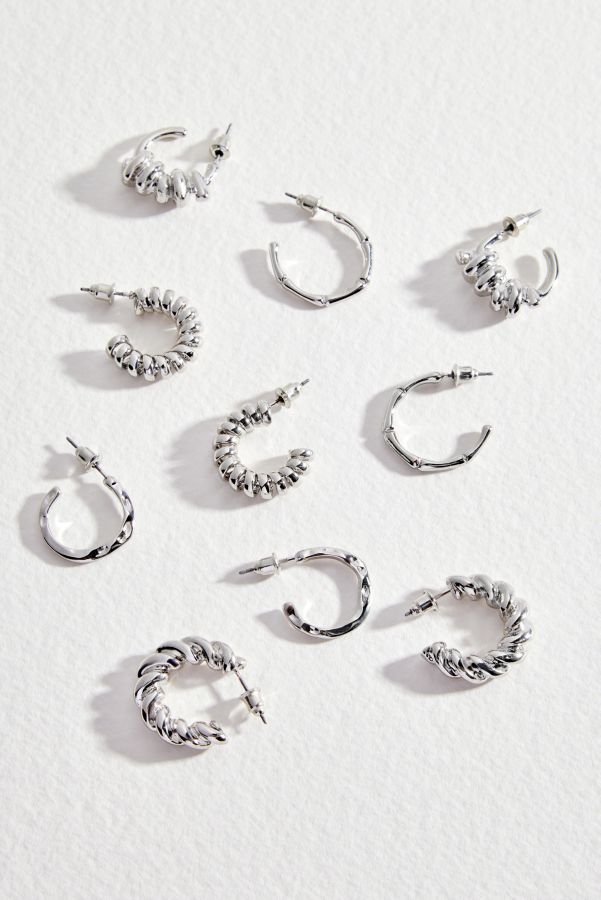 Slide View: 1: Silence + Noise Twisted Hoop Earrings 5-Pack