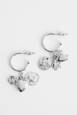 Silence + Noise Multi Charm Drop Hoop Earrings